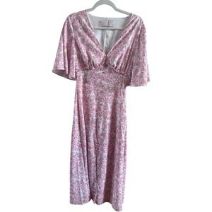 NWT Keepsake The Label Blaze Extra Small Pink Midi Dress Rose Blossom Romantic